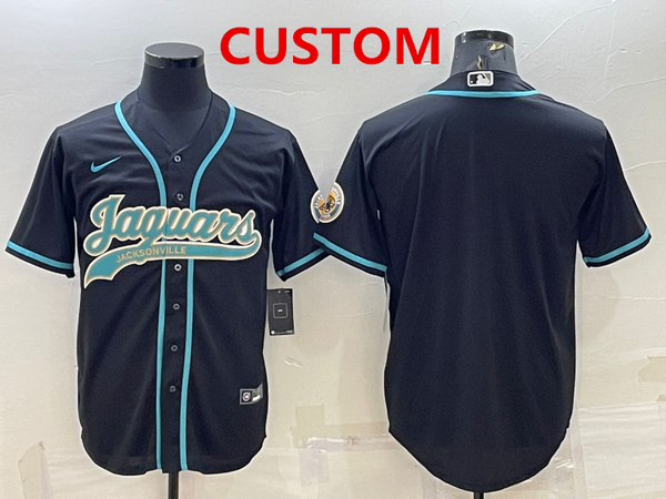 Men%27s Jacksonville Jaguars Custom Black With Patch Cool Base Stitched Baseball Jersey